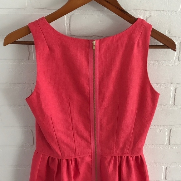 J. Crew Mini dress Preppy Coral Pink/red Fit & Flare Cotton Minimalist Sz 00 - Picture 3 of 11